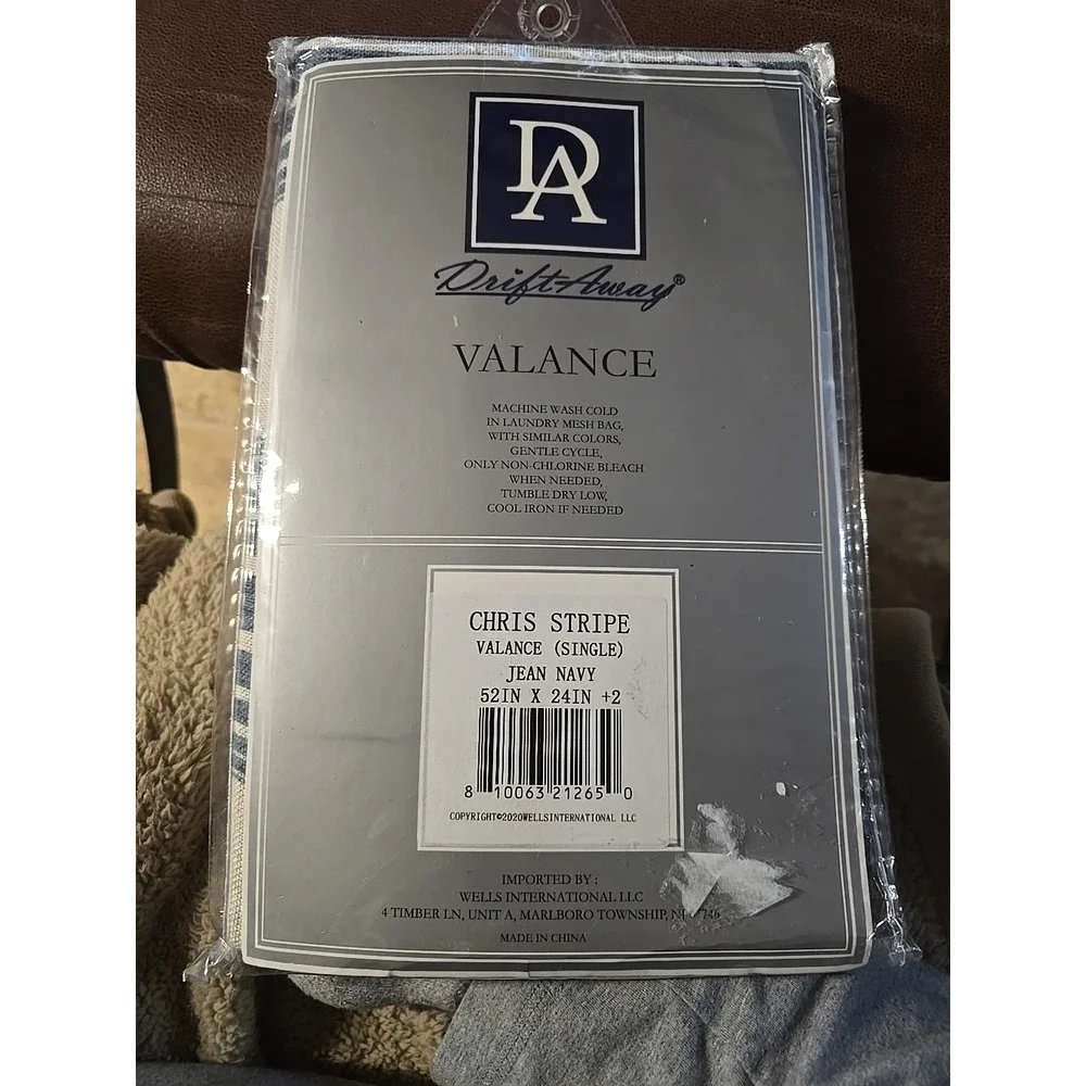 Drift Away Valance Chris Stripe Jean Navy & White Lined (Single) 52Wx24L New